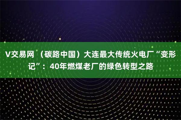 V交易网 （碳路中国）大连最大传统火电厂“变形记”：40年燃煤老厂的绿色转型之路